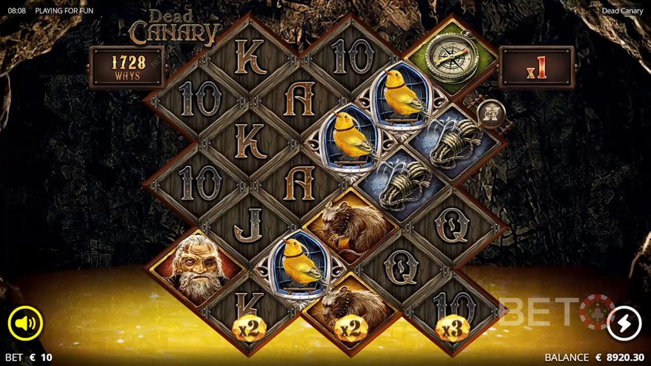 Drei Canary-Scatter-Symbole lösen beim Dead Canary-Spielautomaten Gratis-Spins aus.