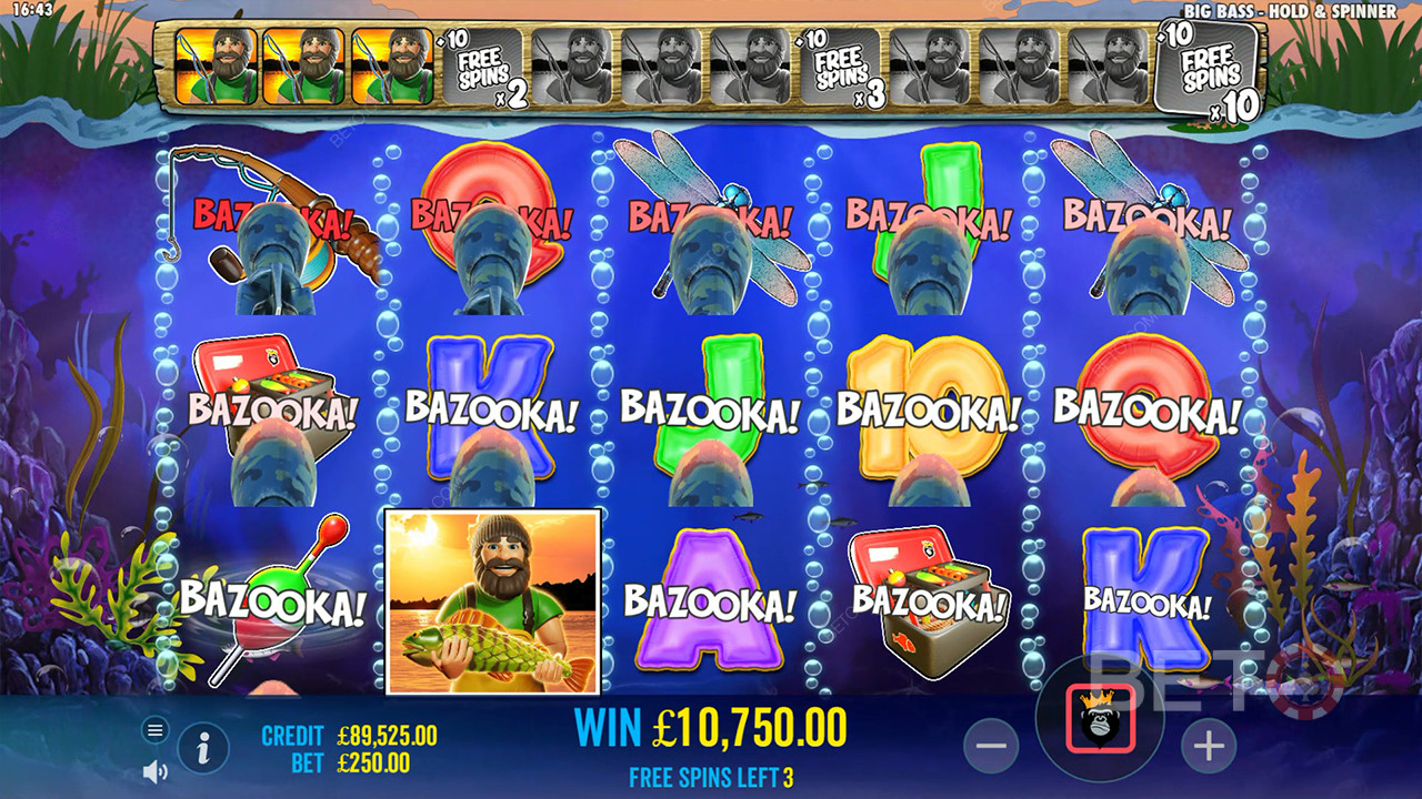 Bonusfunktionen erklärt in Big Bass Bonanza Halten und Spinner von Reel Kingdom