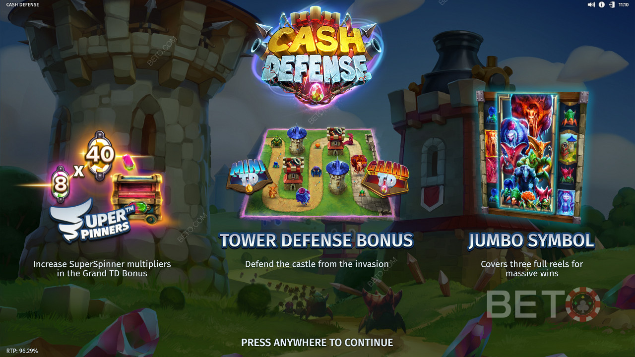 Gewinnen Sie das 20.000-fache Ihres Einsatzes in der Cash Defense Slot Machine!