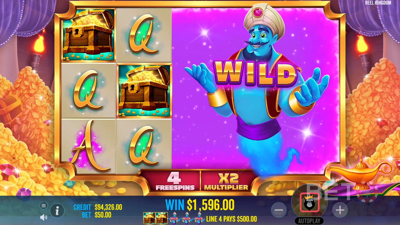 Erweitertes Wild bringt große Gewinne in den Freispielen des Lamp of Infinity-Spielautomaten