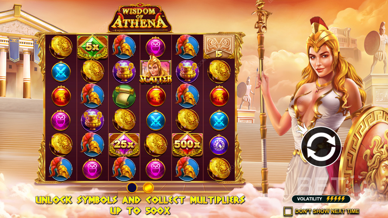 Massive Multiplikatoren sind in der Wisdom of Athena online slot gesehen