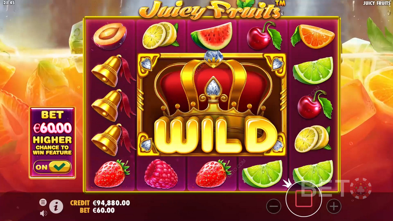 Das Wild-Symbol erweitert sich beim Juicy Fruits-Spielautomaten