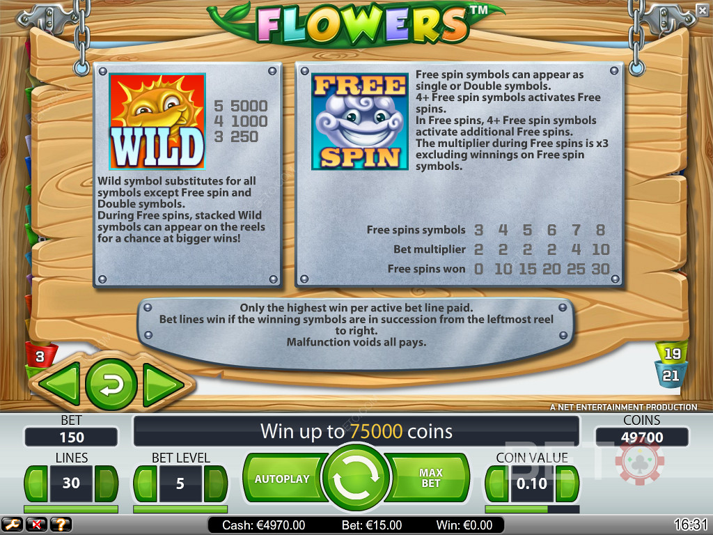 Informationen zu Freispielen und Wilds in Blumen