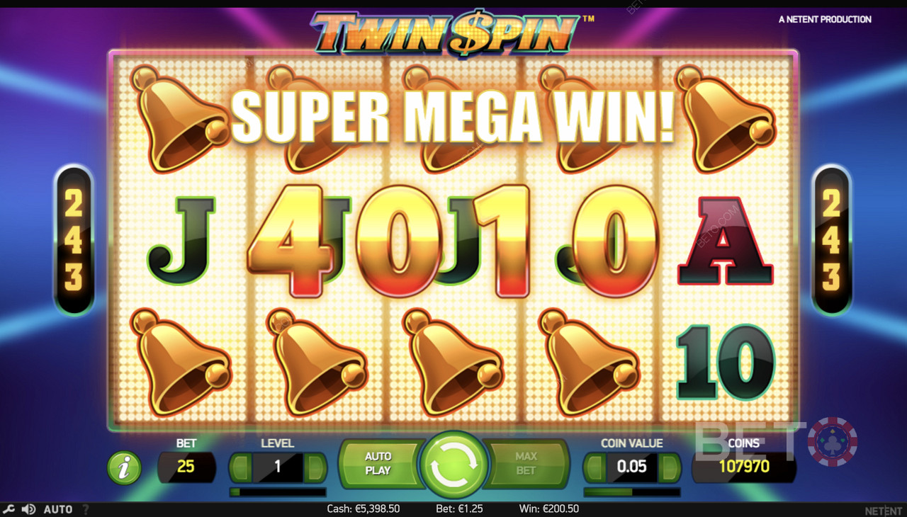 Gewinnen Sie einen Super-Mega-Gewinn bei Twin Spin