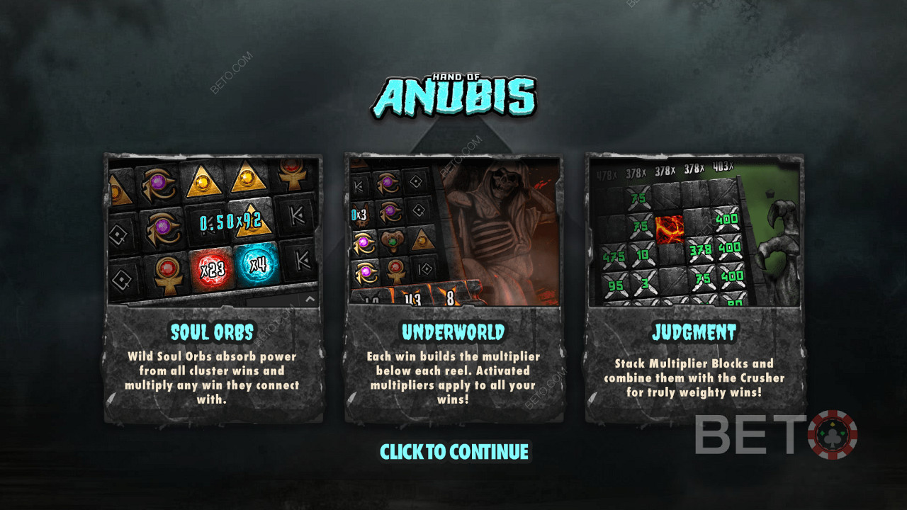 Genießen Sie 3 herausragende Funktionen im Online-Spielautomaten Hand of Anubis