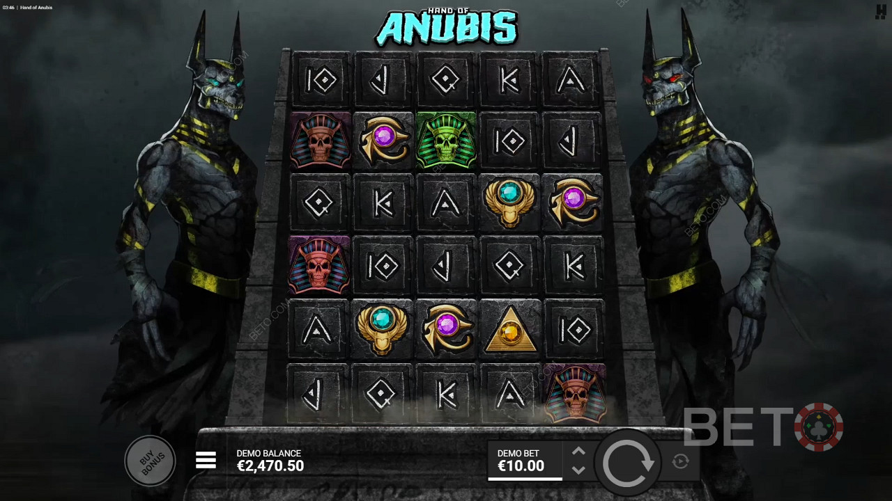 Das größere Layout verhilft dem Online-Spielautomaten Hand of Anubis zu mehr Gewinnen