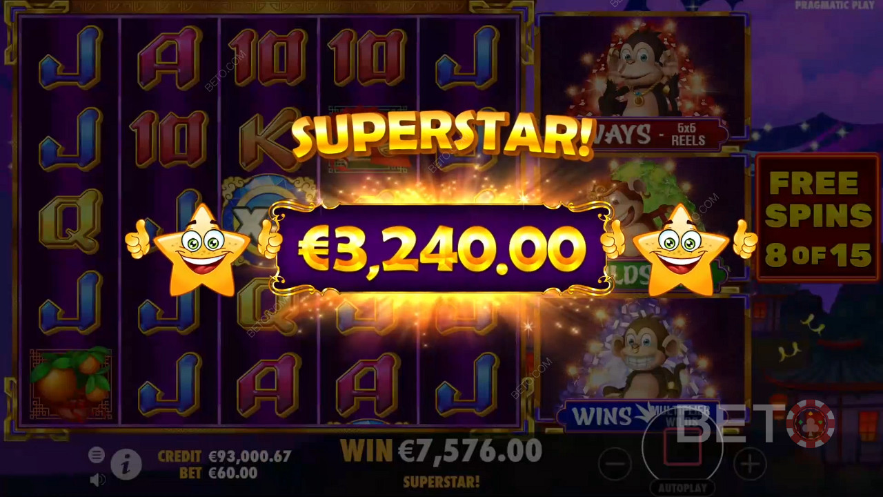 Gewinnen Sie das 12.077-fache Ihres Einsatzes im 3 Dancing Monkeys Online Slot!