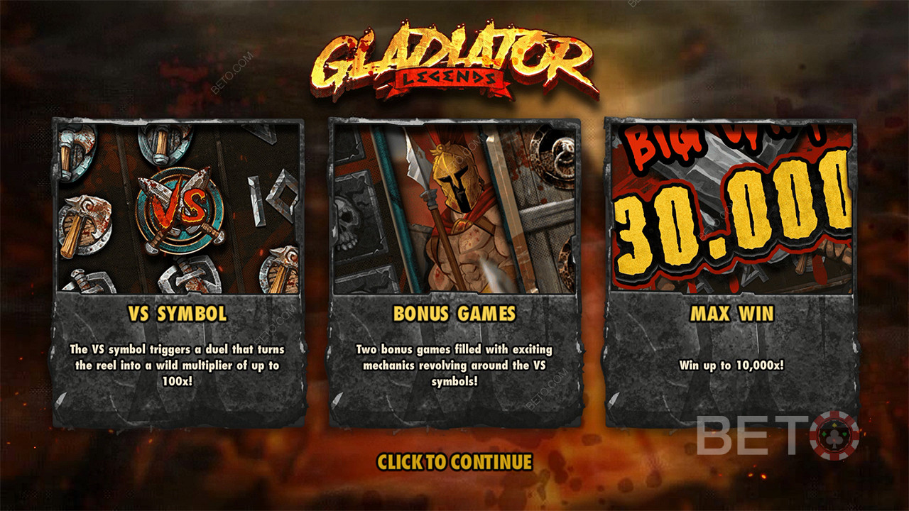 Gewinnen Sie das bis zu 10.000-fache Ihres Einsatzes am Spielautomaten Gladiator Legends