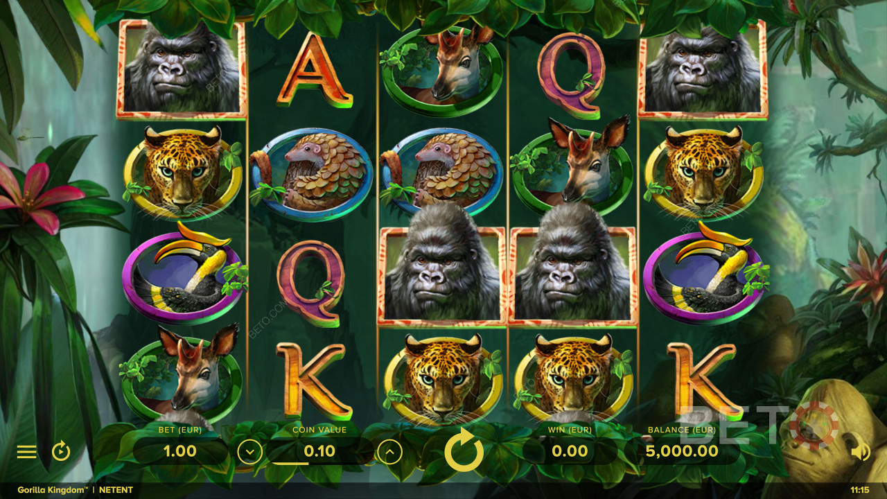 Wildtierbasierte Symbole im Gorilla Kingdom online slot