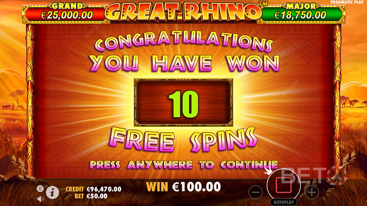Gewinnen Sie das 500-fache Ihres Einsatzes im Great Rhino Online Slot!