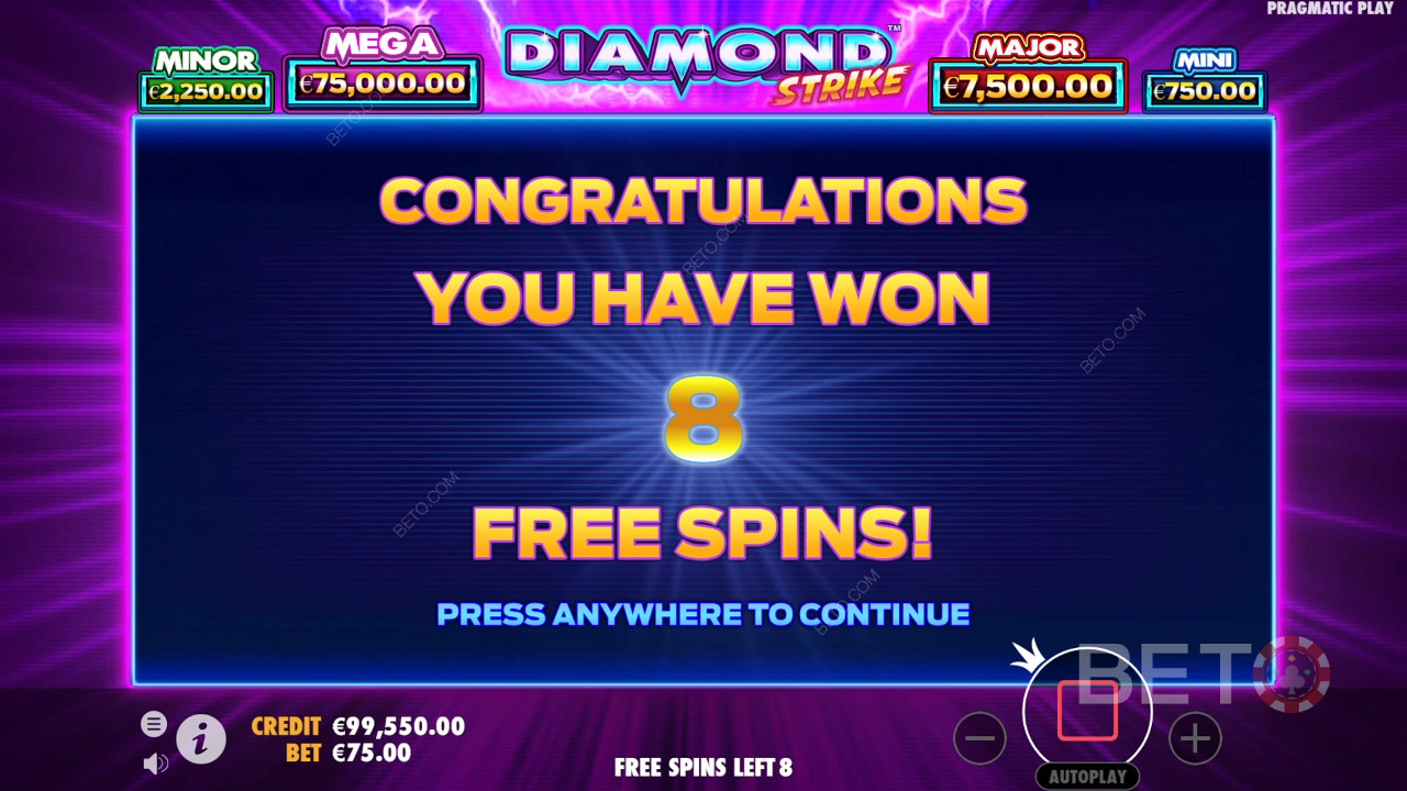 Gewinnen Sie das 1.000-fache Ihres Einsatzes in der Diamond Strike Slot Machine!