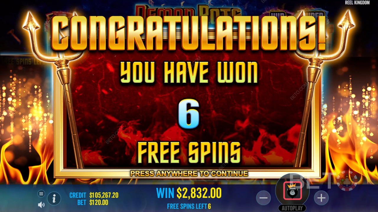 Gewinnen Sie das 6.000-fache Ihres Einsatzes beim Demon Pots Slot Online!