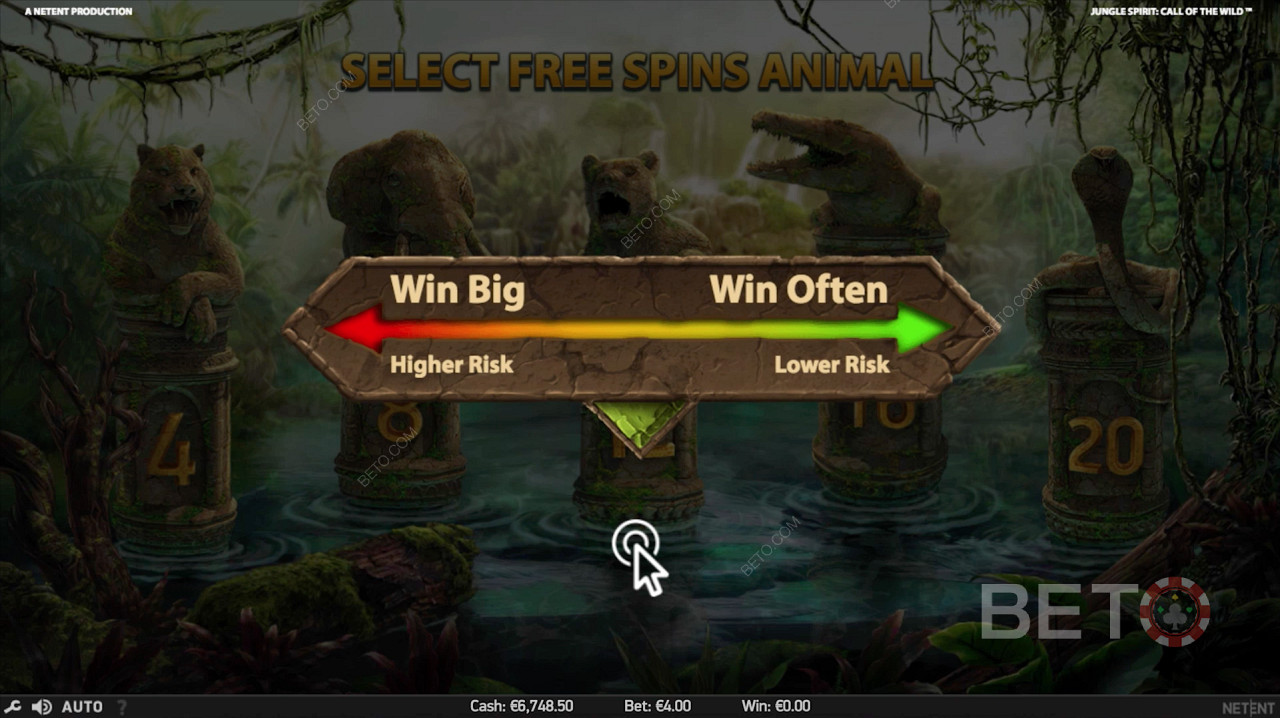 Wählen Sie das Tier während der Freispiele in Jungle Spirit: Ruf der Wildnis