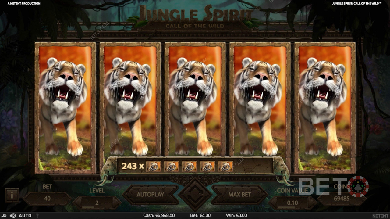 Top-Gewinn während Freispielen in Jungle Spirit: Call of the Wild