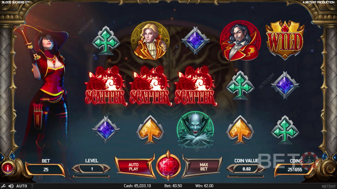 3 Scatter-Symbole lösen die Bonusrunde in Blood Suckers 2 aus