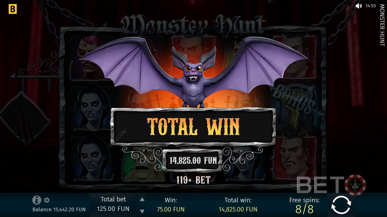 Gewinnen Sie das 1.299-fache Ihres Einsatzes im Video-Spielautomaten Monster Hunt!