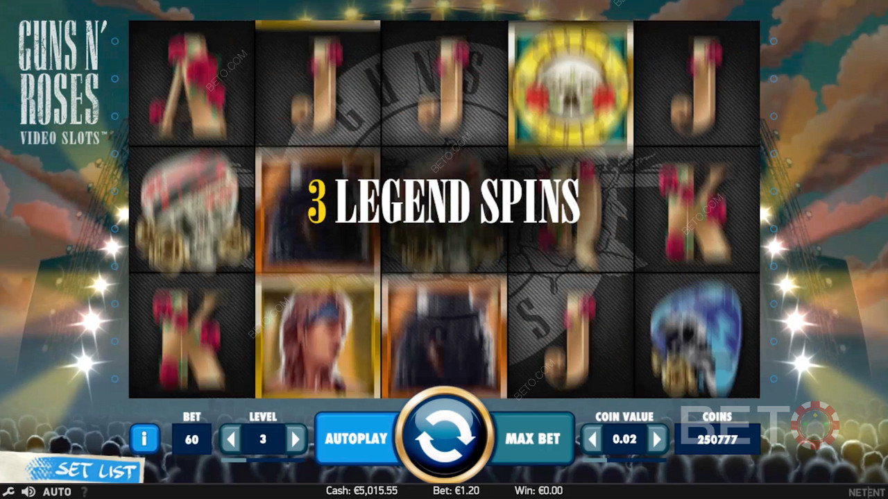 Legend Spins-Bonus bei Guns N