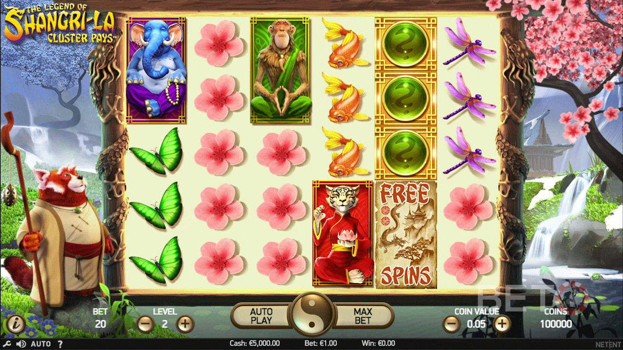 Schöne Symbole im Spielautomaten The Legend of Shangri-La: Cluster Pays