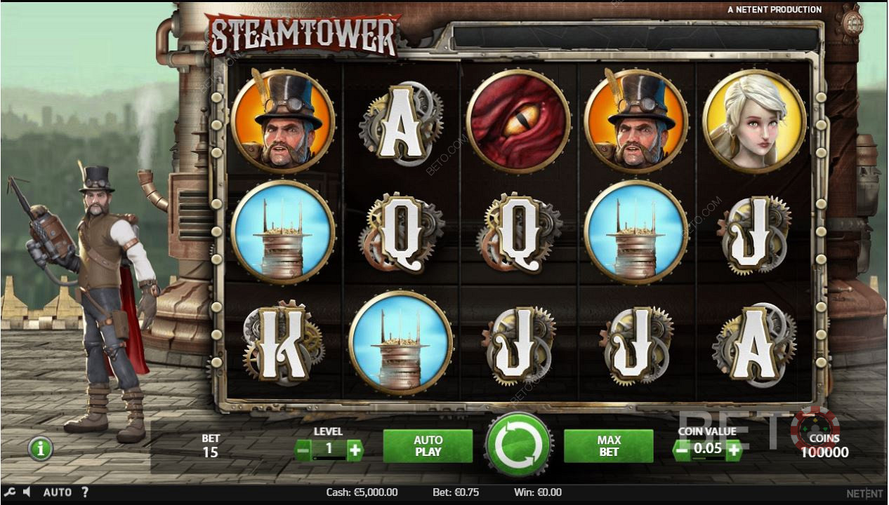 Spielverlauf von Steam Tower Online Slot