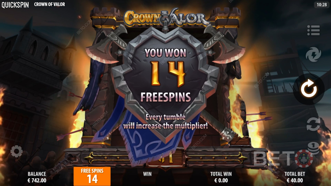 Gewinnen Sie das 15.619-fache Ihres Einsatzes beim Crown of Valor Video Slot!
