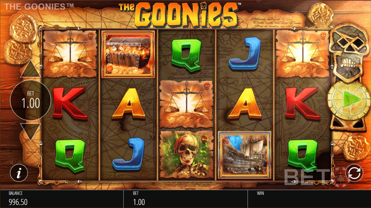 Verschiedene Symbole in The Goonies Jackpot King