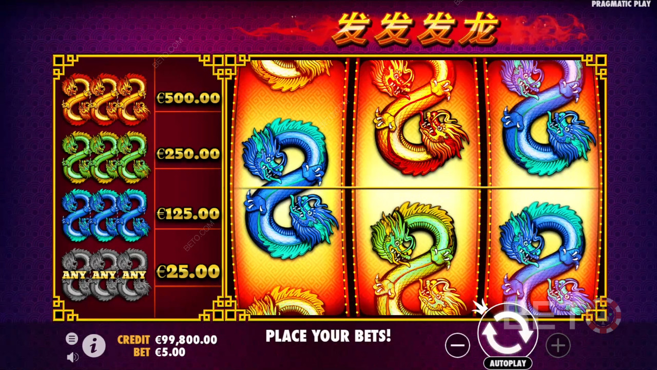 Bonusfunktionen erklärt in 888 Dragons von Pragmatic Play
