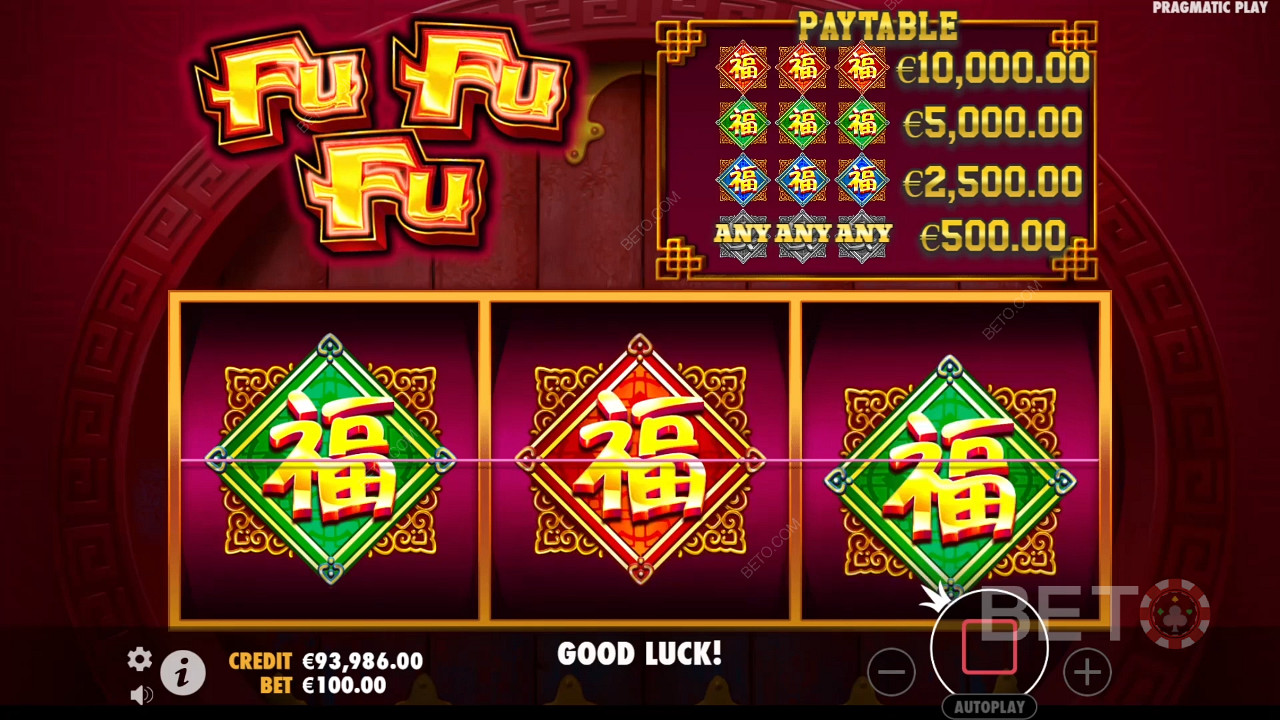 Gewinnen Sie das 100-fache Ihres Einsatzes im Fu Fu Fu Slot!