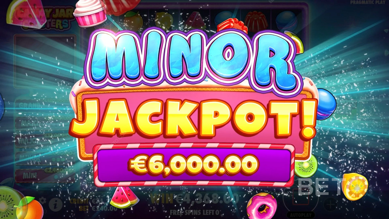 Gewinnen Sie das 10.000-fache Ihres Einsatzes in der Candy Jar Clusters Slot Machine!