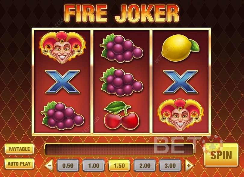 Klassisches Design und klassische Spielautomaten-Symbole in Fire Joker