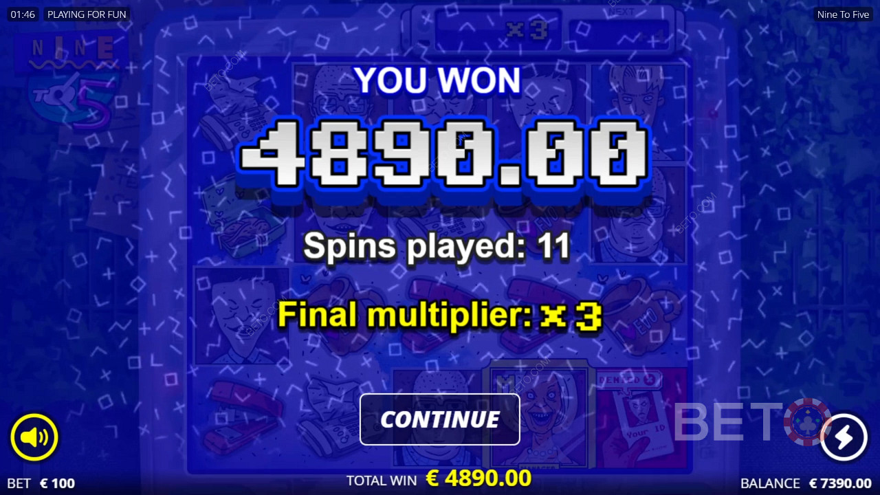 Gewinnen Sie 9.217 Ihren Einsatz im Nine To Five Video Slot!