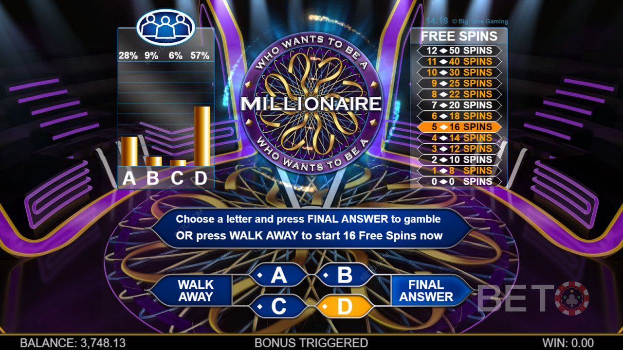 Who Wants To Be A Millionaire Megaways - Die Zeit läuft, frag das Publikum oder ruf einen Freund an, wenn du der nächste Millionär sein willst!