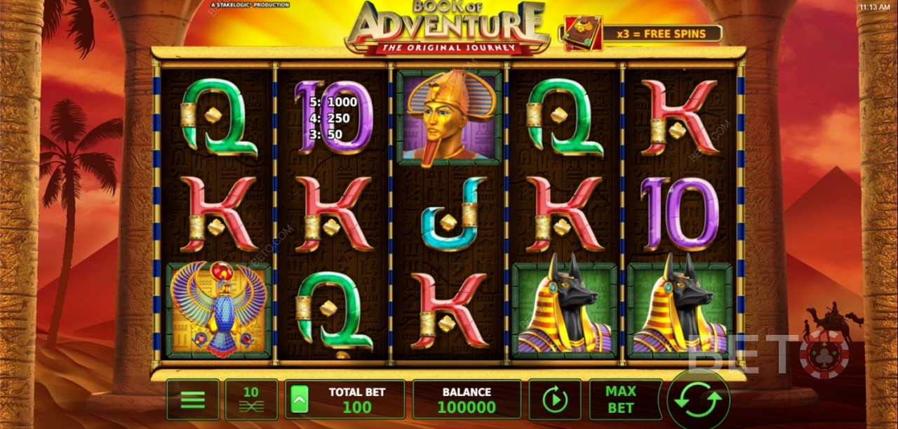The Book of Adventure ist ein Online-Spielautomat mit altägyptischem Thema