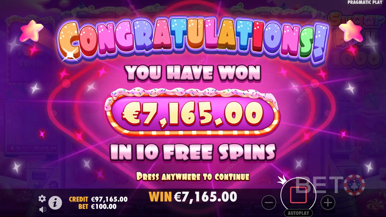 Gewinnen Sie das 25.000-fache Ihres Einsatzes im Sugar Rush 1000 Slot!