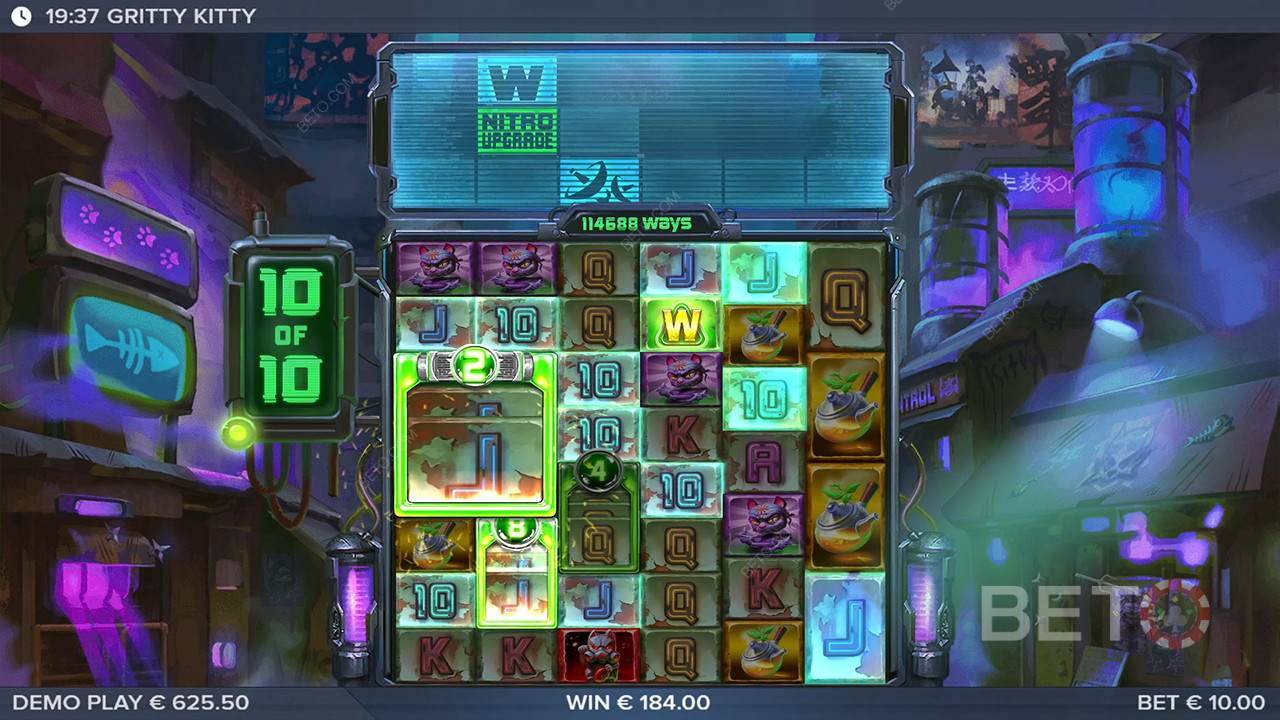 Gewinnen Sie das 25.000-fache Ihres Einsatzes in der Gritty Kitty of Nitropolis Slot Machine!