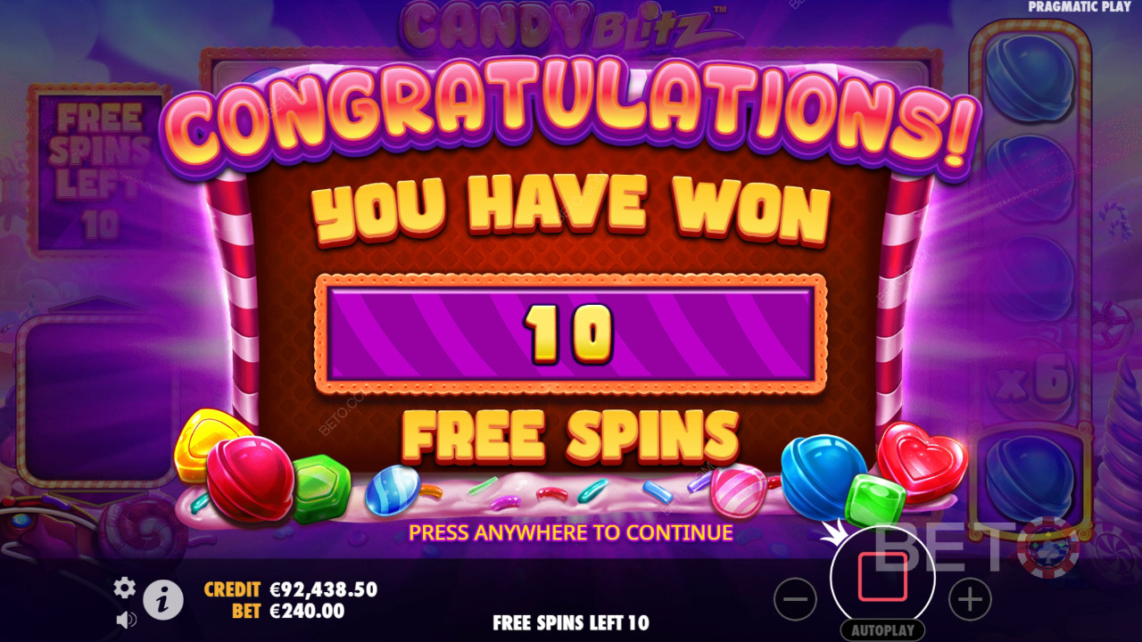 Gewinnen Sie das 10.000-fache Ihres Einsatzes beim Candy Blitz Slot!