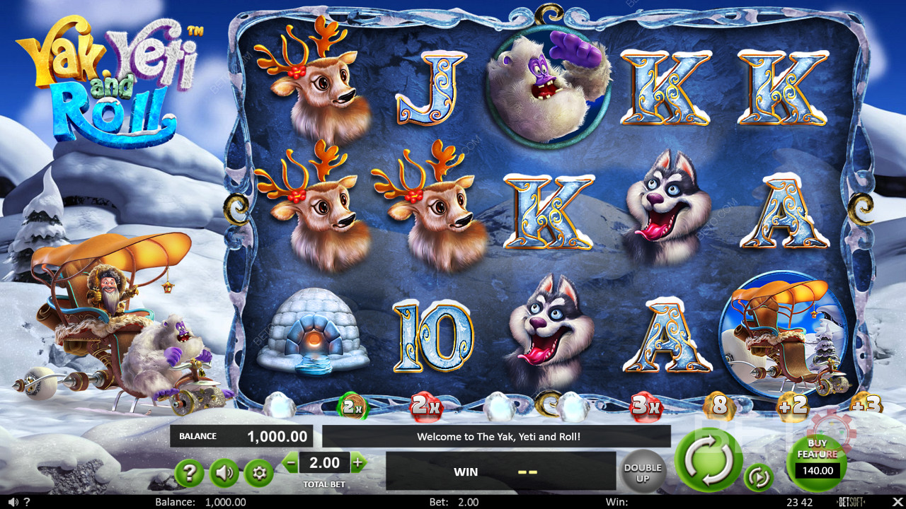 Genießen Sie das Winterthema im Video-Spielautomaten Yak, Yeti and Roll