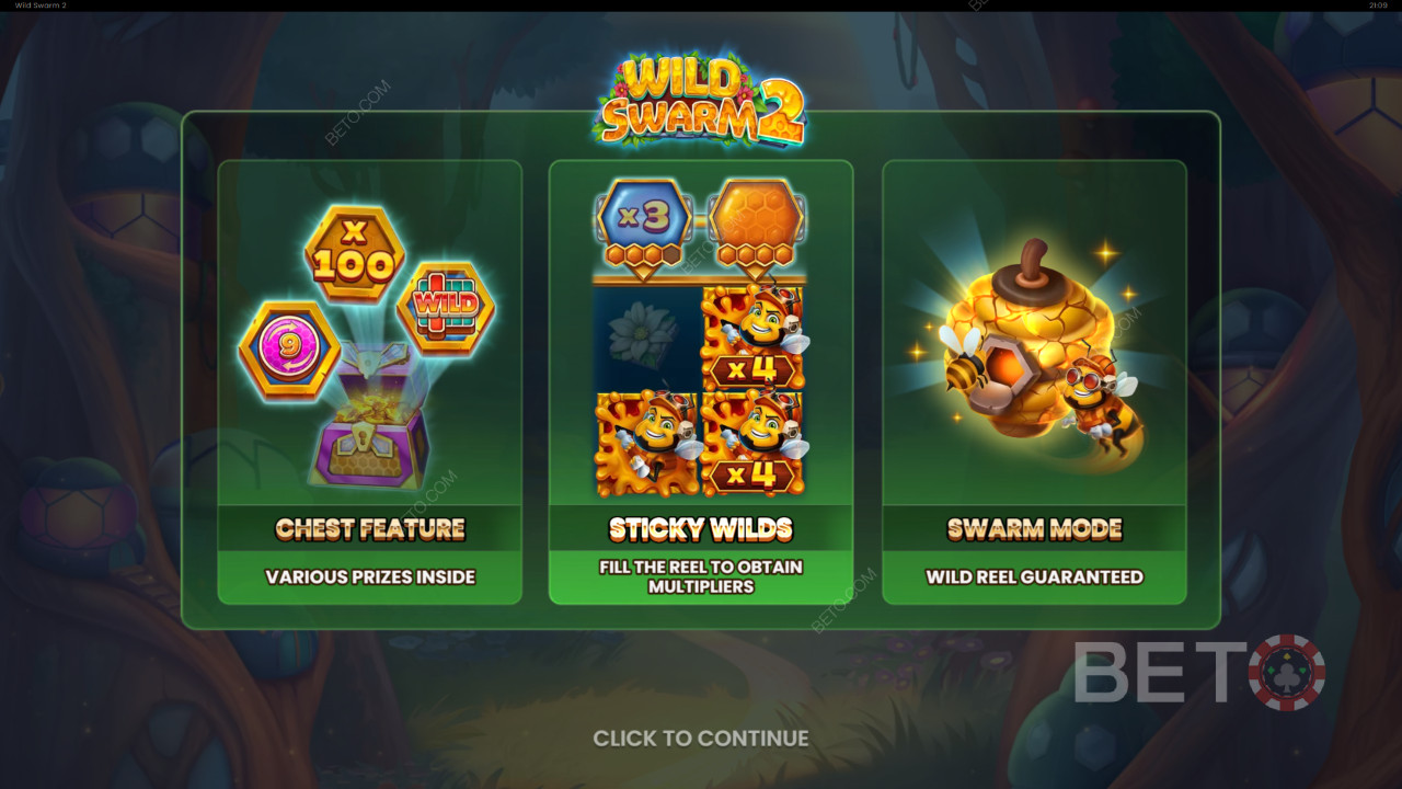 Bonusfunktionen erklärt in Wild Swarm 2 von Push Gaming