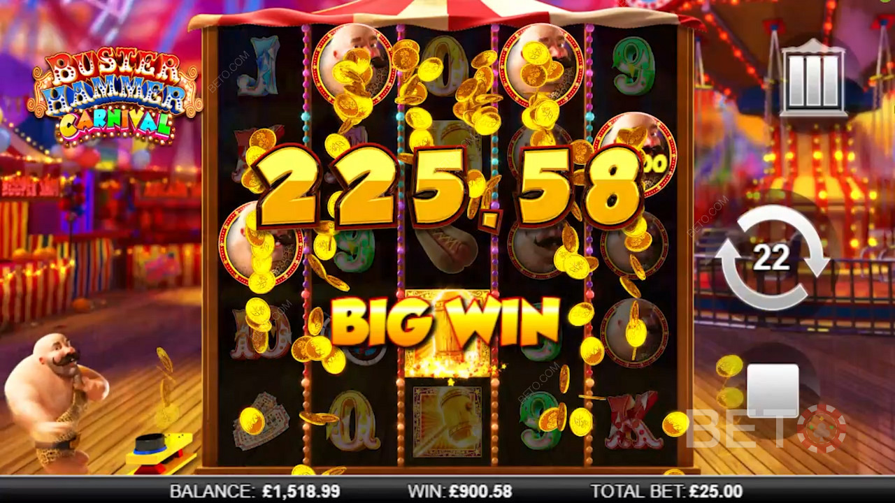 Genießen Sie große Gewinne am Video-Spielautomaten Buster Hammer Carnival