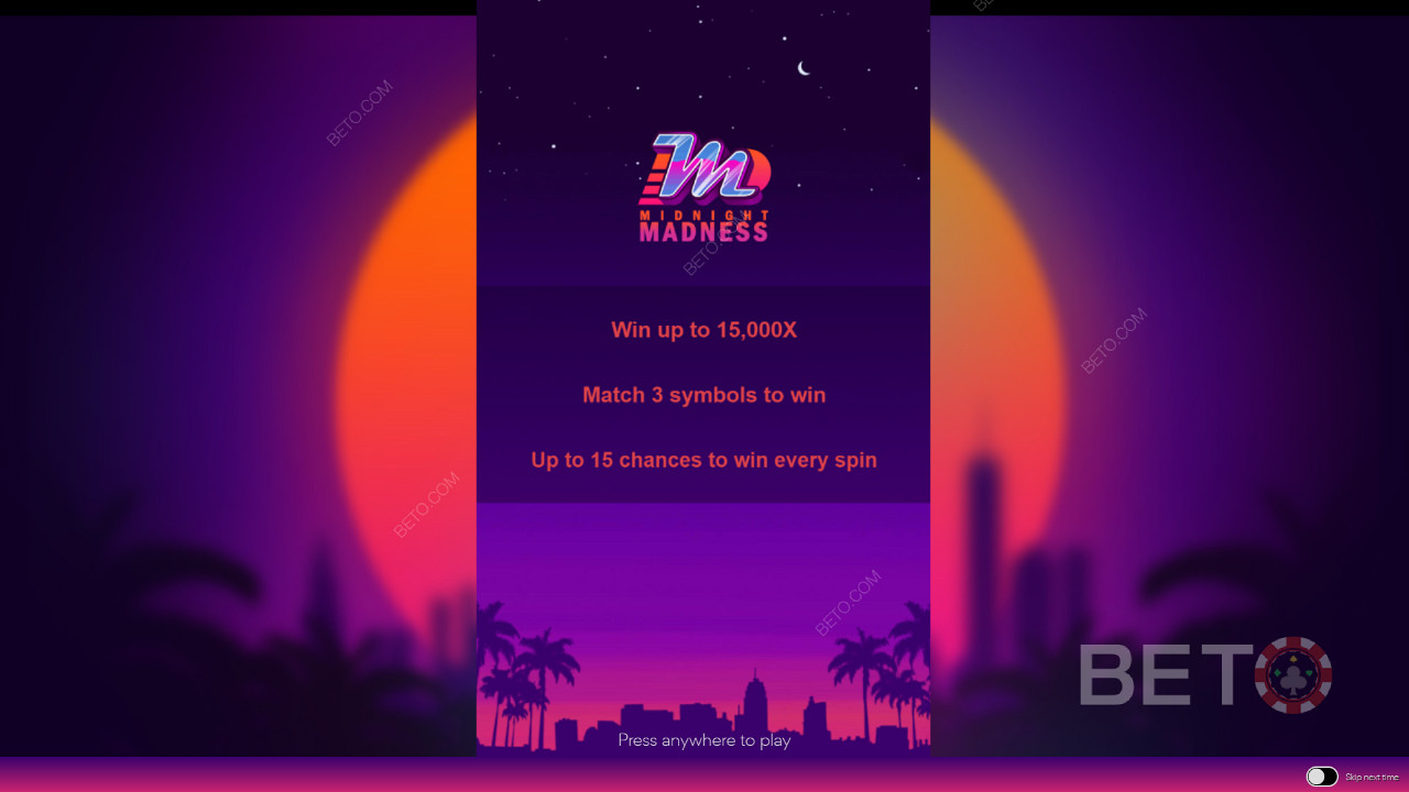 Der Startbildschirm von Midnight Madness mit Informationen über das Spielgeschehen
