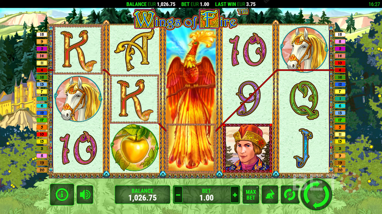 Gewinnen Sie das 2.000-fache Ihres Einsatzes in der Wings of Fire Slot Machine!