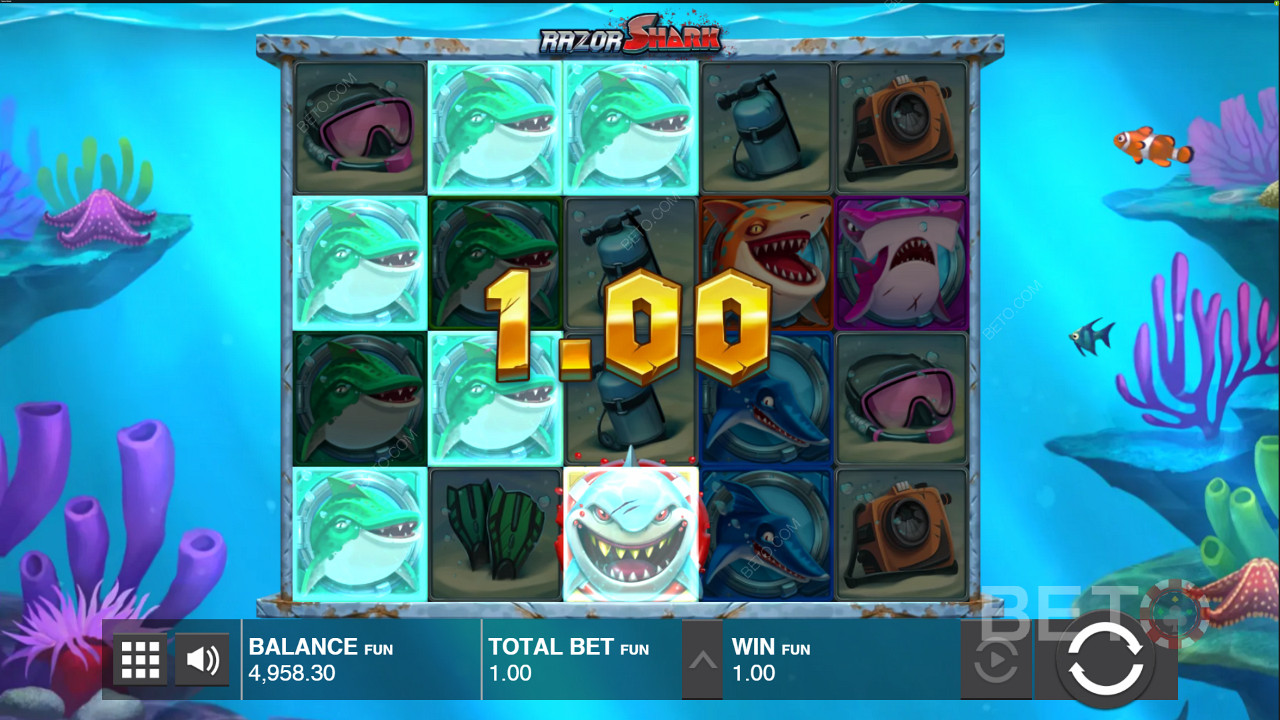 Verwenden Sie das Wild-Symbol, um beim Razor Shark-Spielautomaten Gewinne zu erzielen