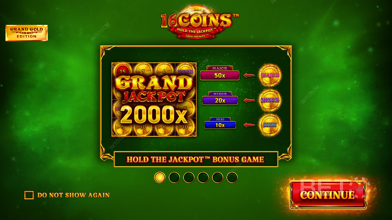 Gewinnen Sie das 2.000-fache Ihres Einsatzes im 16 Coins Grand Gold Edition Slot Online!
