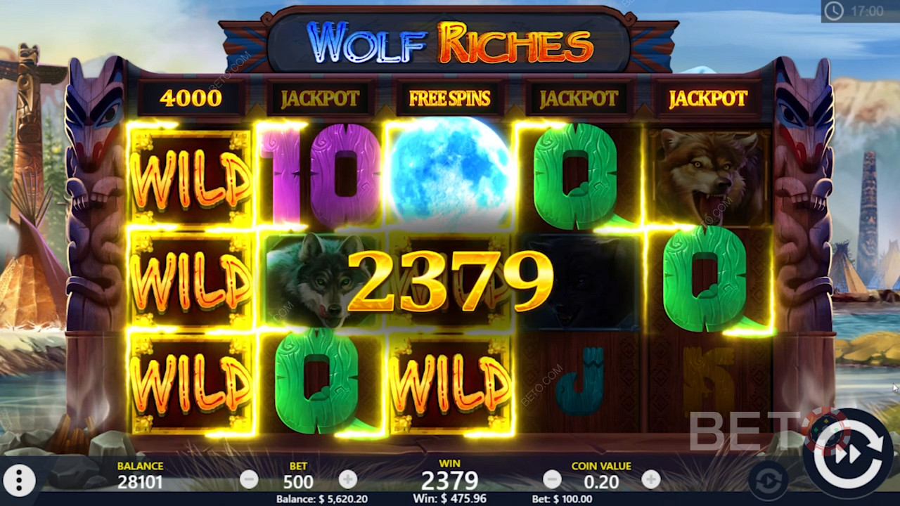 Freispiele und Wild-Gewinn in Wolf Riches online slot