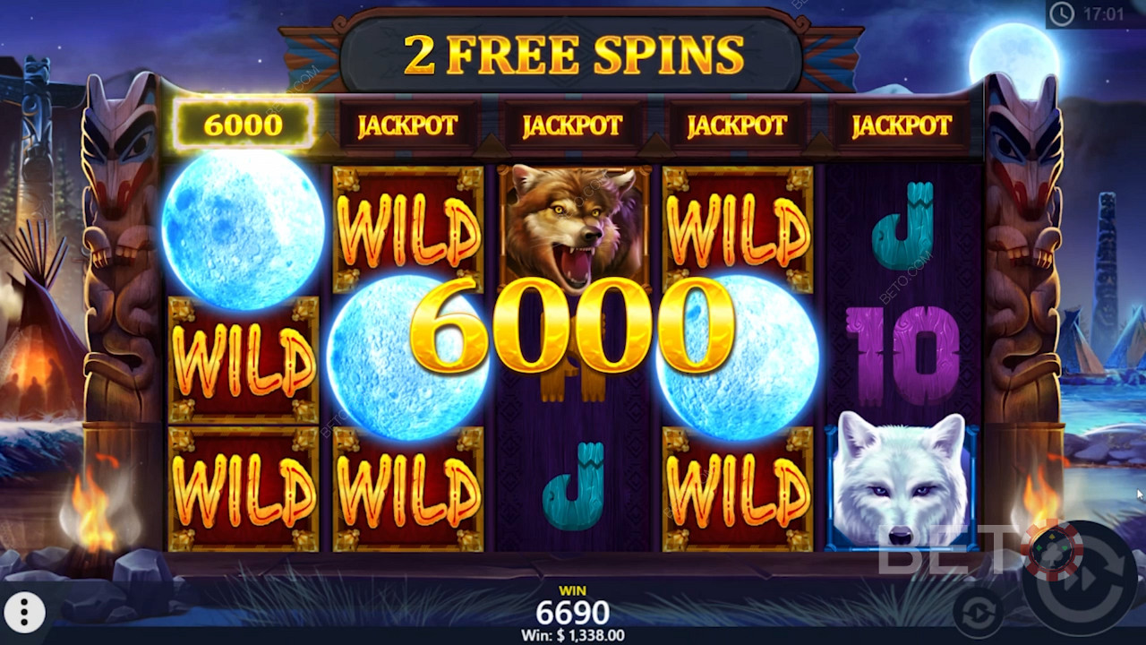 Vollmond-Symbole bringen beim Online-Spielautomaten Wolf Riches die entsprechenden Preise