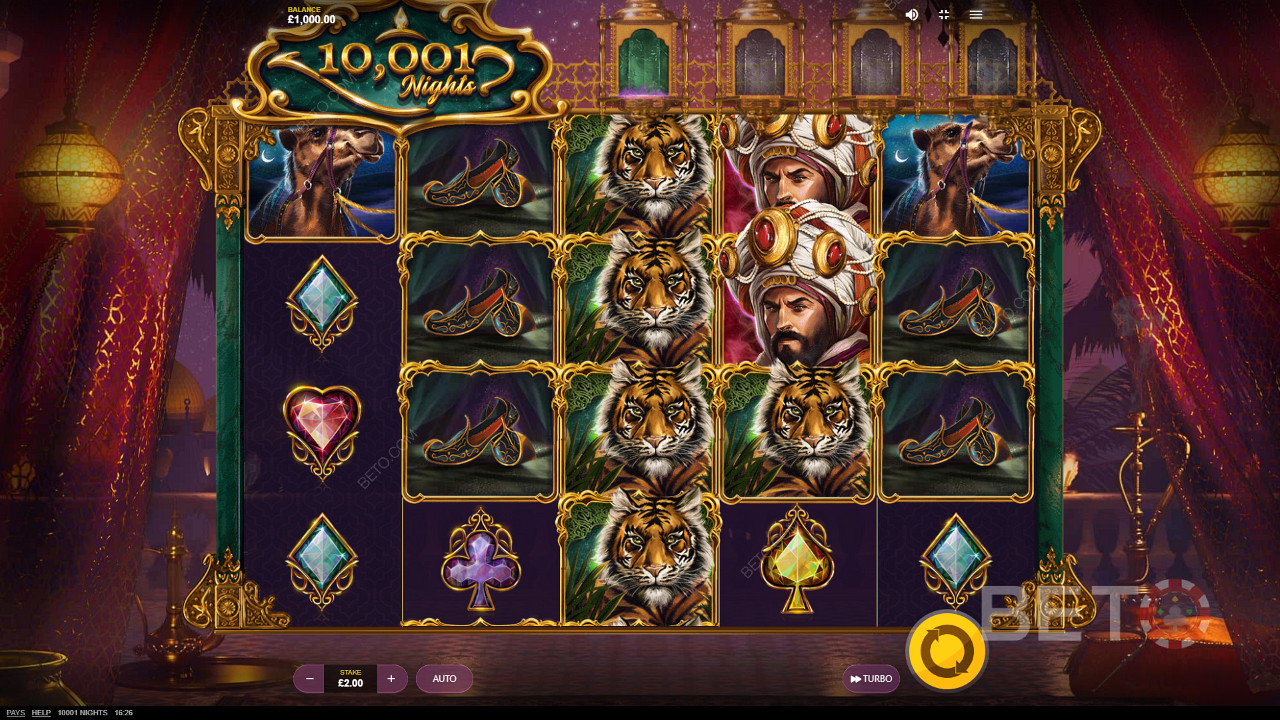 Genießen Sie die schönen Symbole im Spielautomaten 10.001 Nights
