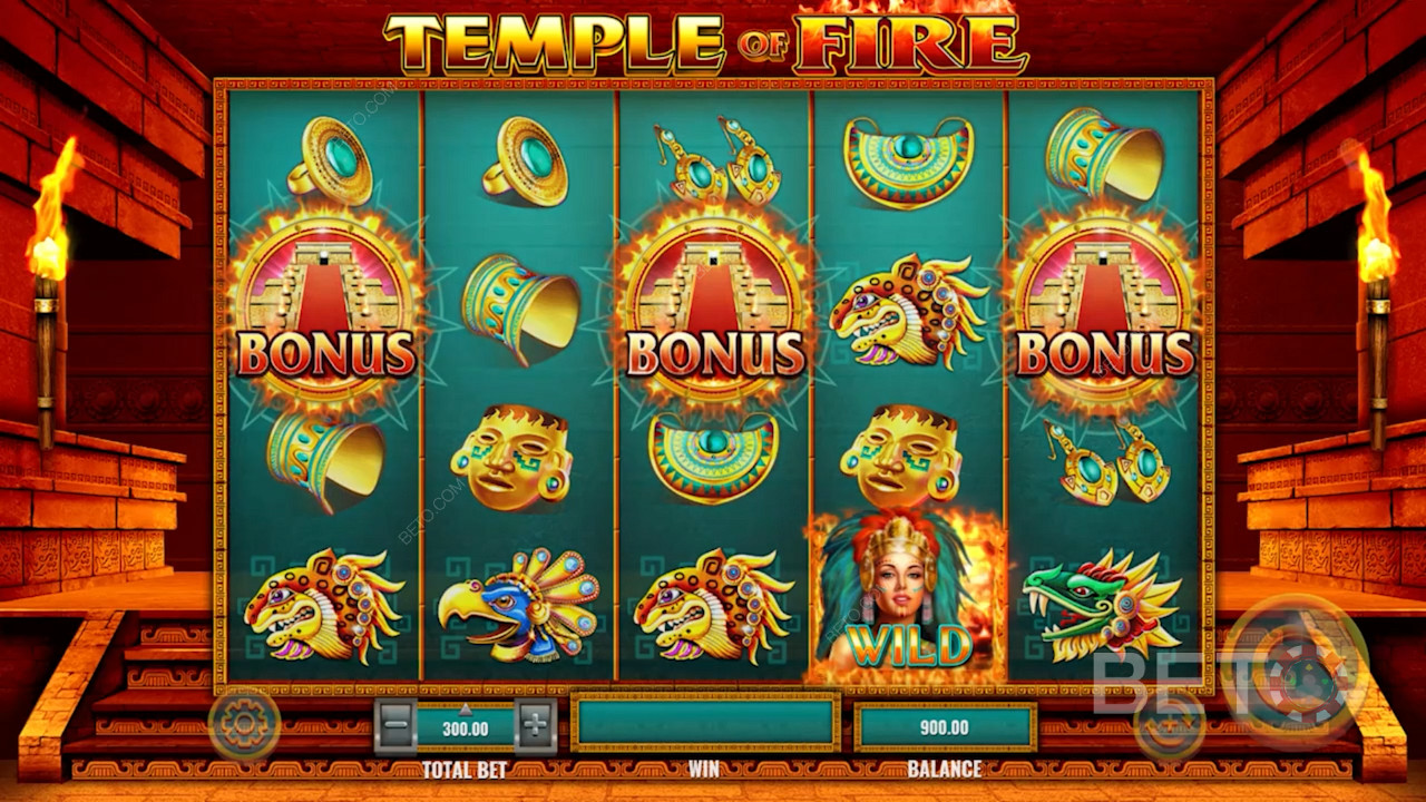 Ein Beispiel für den Spielverlauf - Temple of Fire von IGT