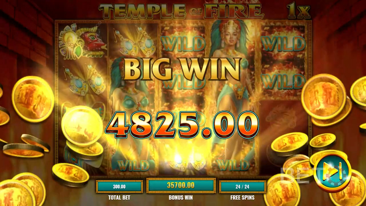 Großer Gewinn beim Temple of Fire Online-Spielautomaten