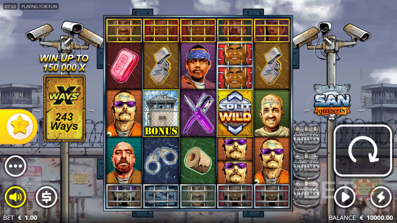 Ein Spielautomat mit dem Thema Gefängnis namens San Quentin