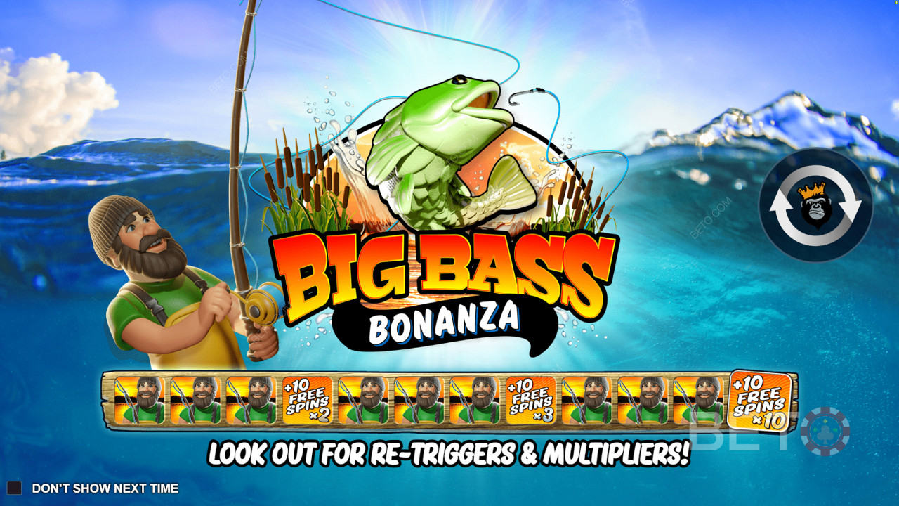 Der coole Intro-Bildschirm von Big Bass Bonanza