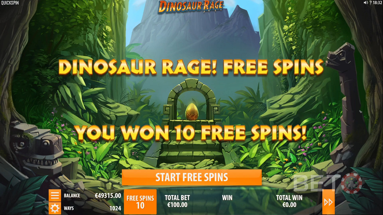 Gewinnen von Freispielen in Dinosaur Rage